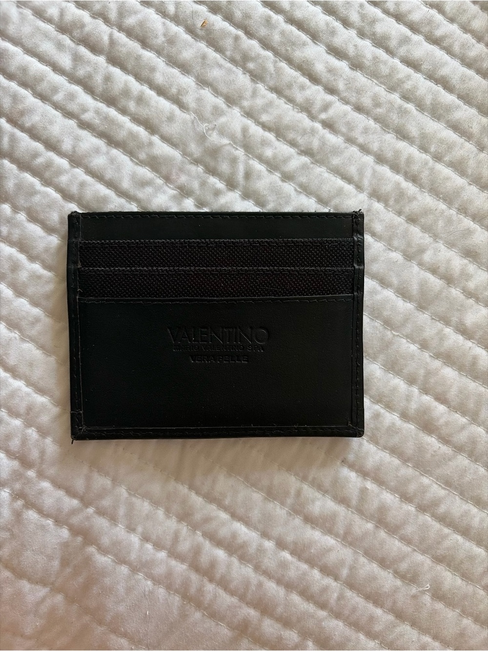 Valentino Black Leather Slim Card Case